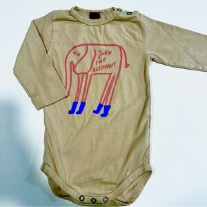 Baby Organic Cotton Bodysuit 3–6M | Elephant Graphic Long Sleeve Onesie